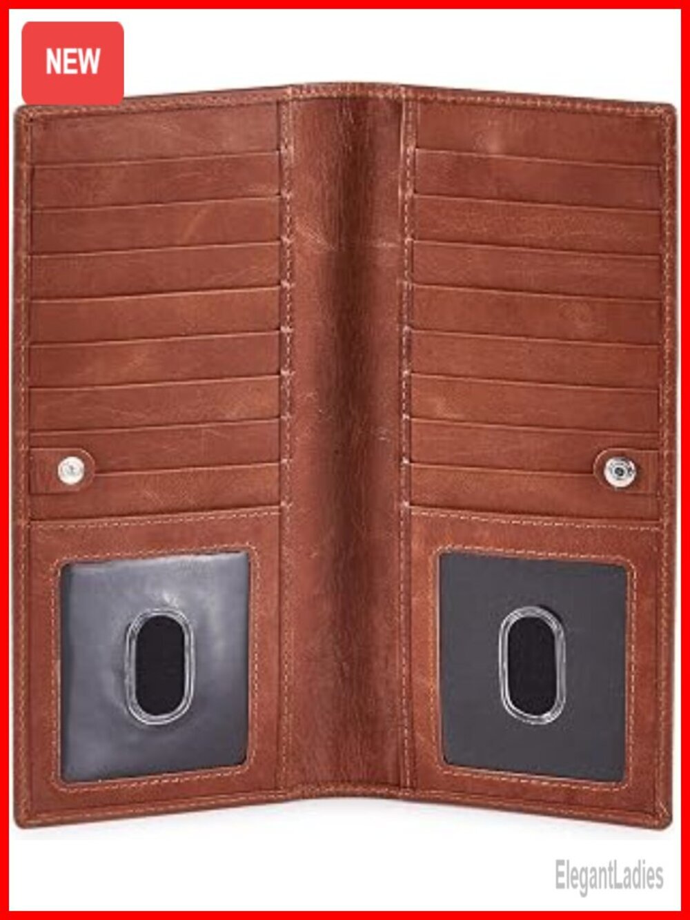 Real Leather Bifold RFID Wallet 18 Card Slots Slim Handmade